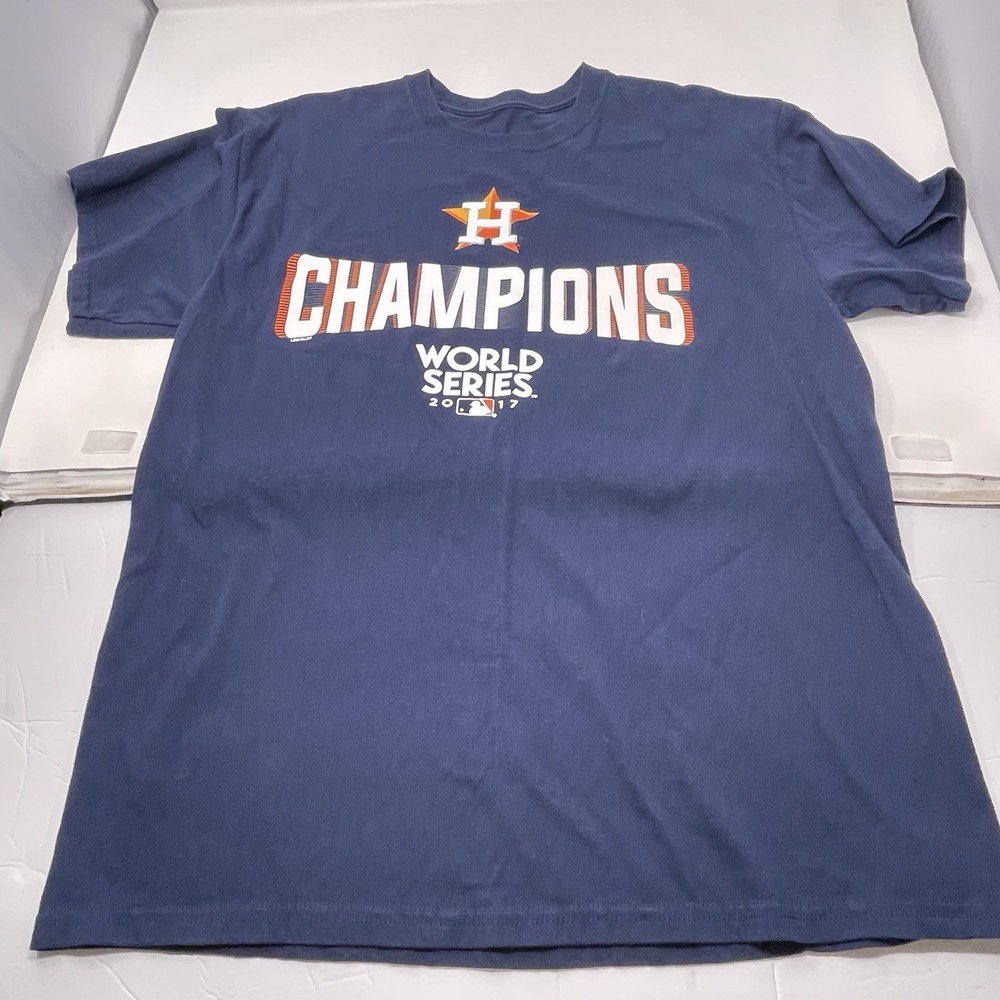2017 Houston Astros World Series Champions T-Shirt MLB Navy Blue Size Large